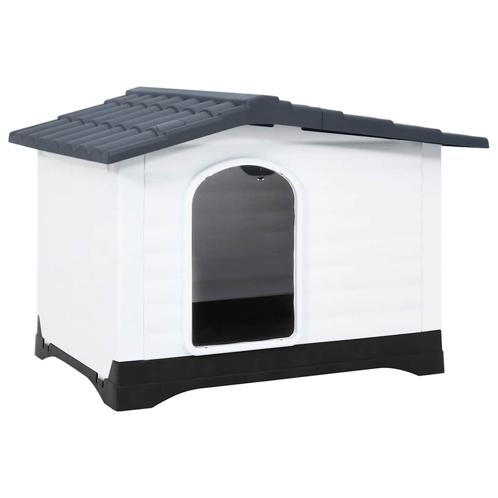 HKM-8513213 Durable Polypropylene Dog House for Comfortable Outdoor Shelter, 90.5 x 68 x 66 cm - Blue, White, Black, Gray