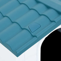 HKM-8513213 Durable Polypropylene Dog House for Comfortable Outdoor Shelter, 90.5 x 68 x 66 cm - Blue, White, Black, Gray