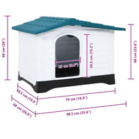 HKM-8513213 Durable Polypropylene Dog House for Comfortable Outdoor Shelter, 90.5 x 68 x 66 cm - Blue, White, Black, Gray