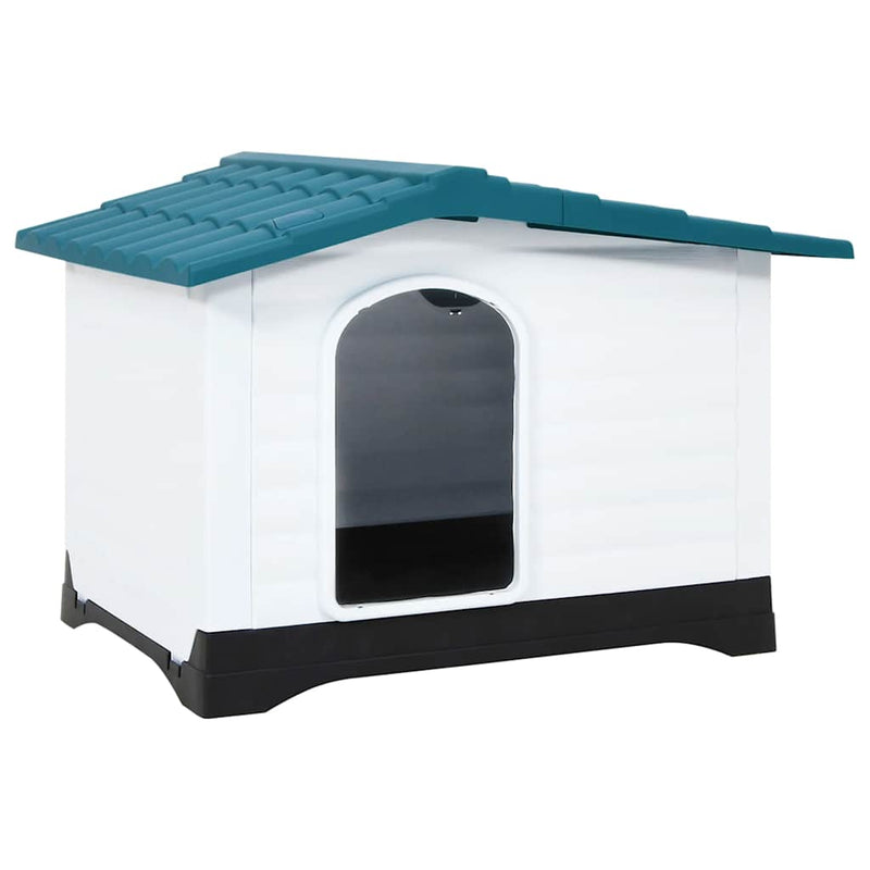 HKM-8513213 Durable Polypropylene Dog House for Comfortable Outdoor Shelter, 90.5 x 68 x 66 cm - Blue, White, Black, Gray