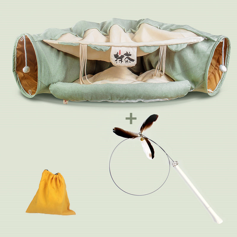 HKM-8514237 Cozy Cat Tunnel Bed with Polyester Material and Cotton Litter - 25CM Diameter, 126CM Length
