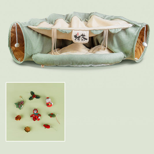 HKM-8514237 Cozy Cat Tunnel Bed with Polyester Material and Cotton Litter - 25CM Diameter, 126CM Length