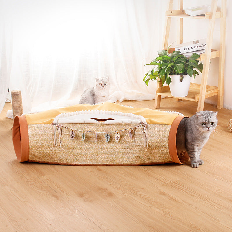 HKM-8514237 Cozy Cat Tunnel Bed with Polyester Material and Cotton Litter - 25CM Diameter, 126CM Length