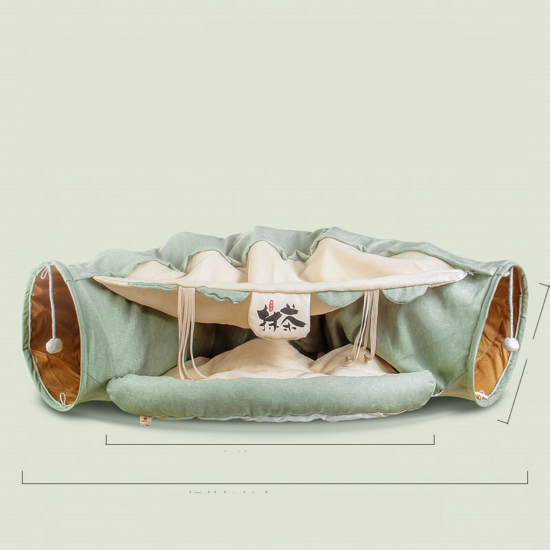 HKM-8514237 Cozy Cat Tunnel Bed with Polyester Material and Cotton Litter - 25CM Diameter, 126CM Length
