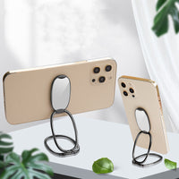 HKM-851475 Foldable Double Ring Mobile Phone Holder - Aluminum Alloy, Multiple Colors Available