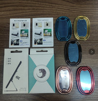 HKM-851475 Foldable Double Ring Mobile Phone Holder - Aluminum Alloy, Multiple Colors Available