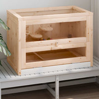 HKM-8516541 Wooden Hamster Cage with Accessories - Solid Fir Wood, Wire Mesh Top, Easy Clean Design