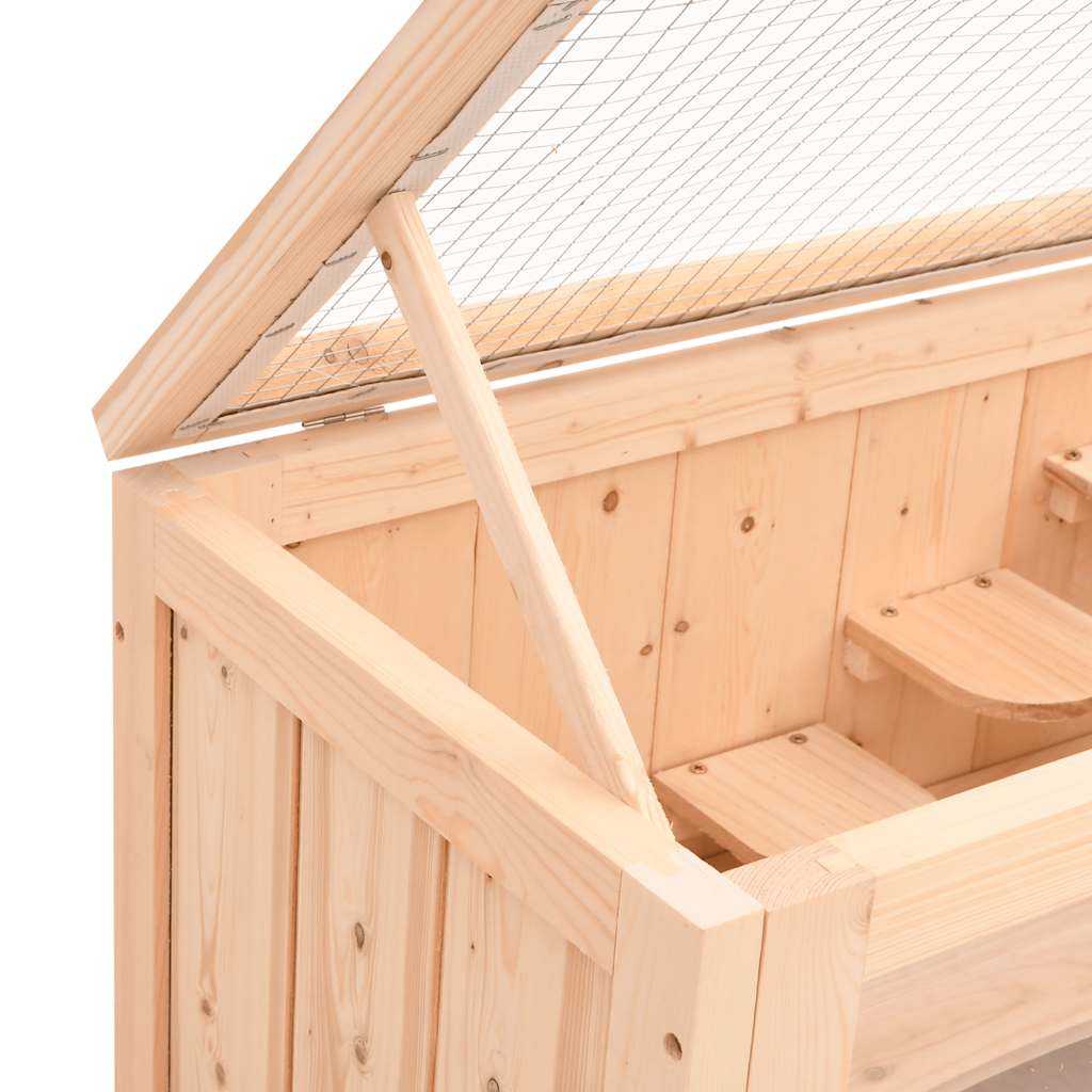 HKM-8516541 Wooden Hamster Cage with Accessories - Solid Fir Wood, Wire Mesh Top, Easy Clean Design