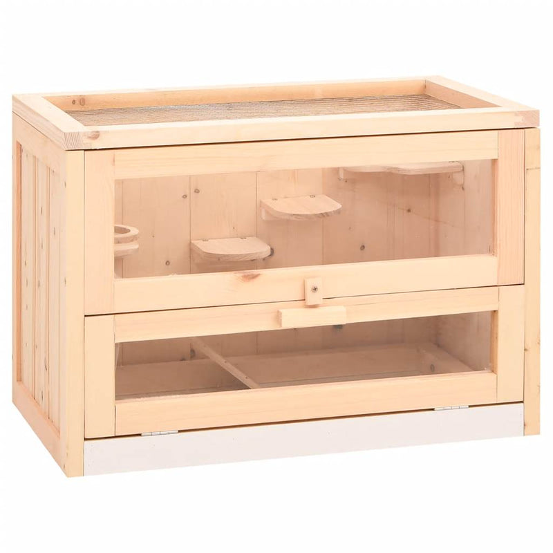 HKM-8516541 Wooden Hamster Cage with Accessories - Solid Fir Wood, Wire Mesh Top, Easy Clean Design