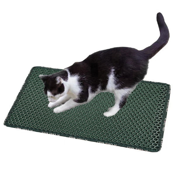 HKM-8516797 Double Layer Rice-Shaped Cat Litter Mat, Waterproof EVA, Litter Trap with Special Holes, Easy Clean, 21 x 14 inches