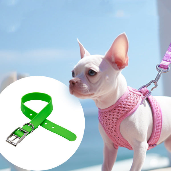 HKM-8516925 Durable Waterproof PVC Dog Collar with Zinc Alloy Buckle - Multiple Colors Available