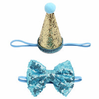 HKM-8517181 Solid Color Sequin Bow for Small Dogs - Blue, Pink, Red, Rose Red, White