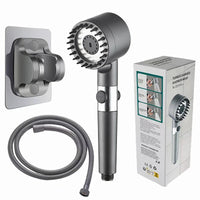 HKM-851795 Adjustable 4-Function Handheld Shower Head with Massage Brush and Pressurized Spray