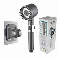 HKM-851795 Adjustable 4-Function Handheld Shower Head with Massage Brush and Pressurized Spray