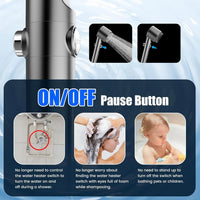 HKM-851795 Adjustable 4-Function Handheld Shower Head with Massage Brush and Pressurized Spray