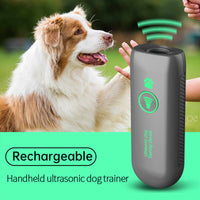 HKM-8518205 Portable Ultrasonic Bark Control Handheld Device for Dogs - Gray Plastic Training Tool