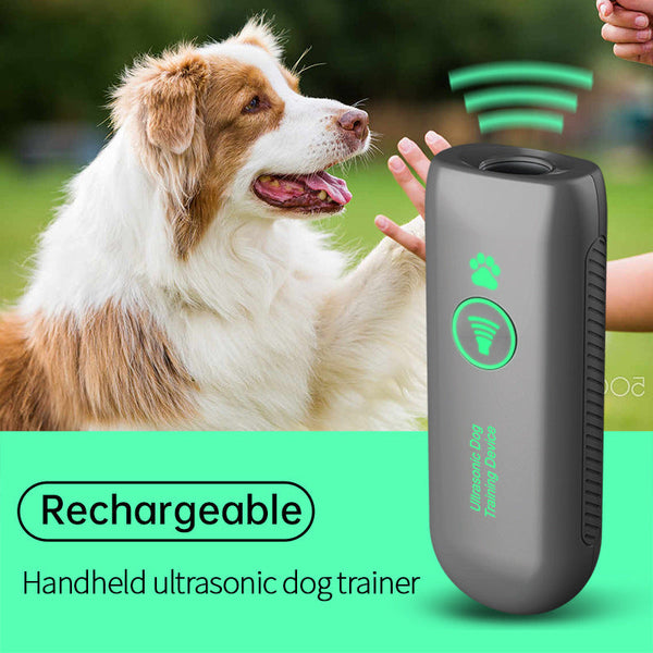 HKM-8518205 Portable Ultrasonic Bark Control Handheld Device for Dogs - Gray Plastic Training Tool