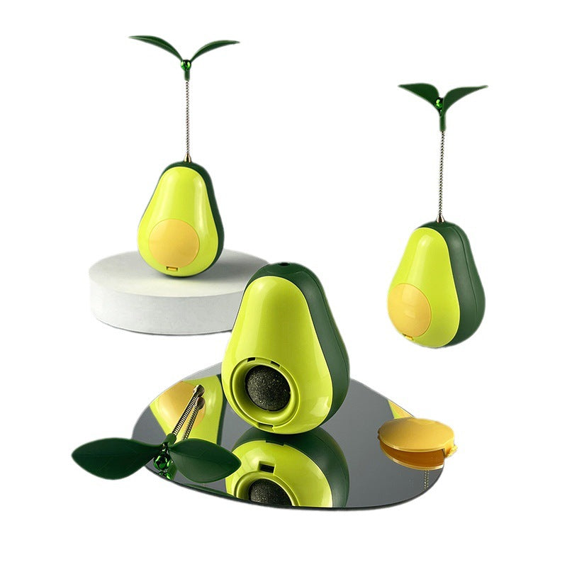 HKM-8518717 Avocado-Shaped Multifunctional Food Dispenser Cat Toy in Silicone