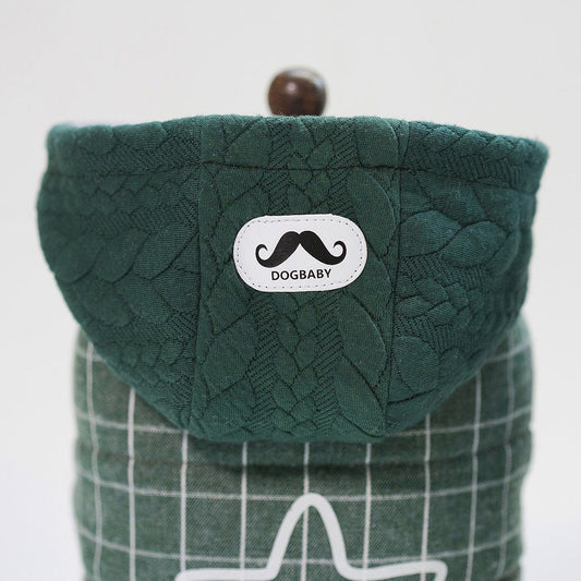 HKM-8519357 Cotton Two-Legged Dog Coat for Small Dogs in Green and Gray