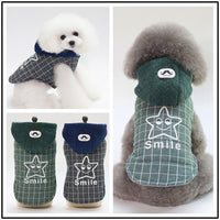 HKM-8519357 Cotton Two-Legged Dog Coat for Small Dogs in Green and Gray