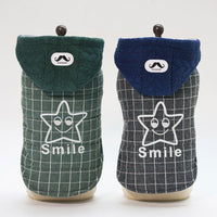 HKM-8519357 Cotton Two-Legged Dog Coat for Small Dogs in Green and Gray