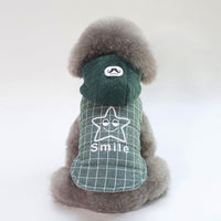 HKM-8519357 Cotton Two-Legged Dog Coat for Small Dogs in Green and Gray