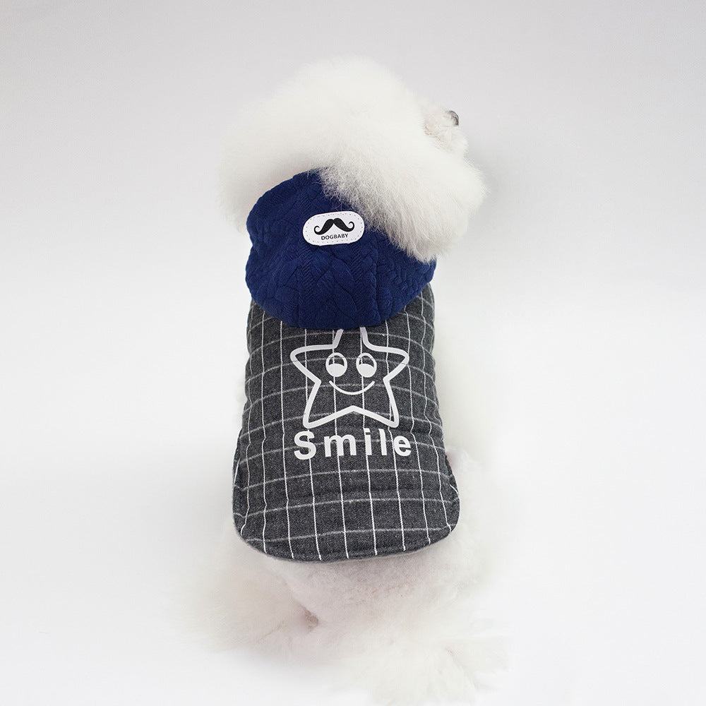 HKM-8519357 Cotton Two-Legged Dog Coat for Small Dogs in Green and Gray