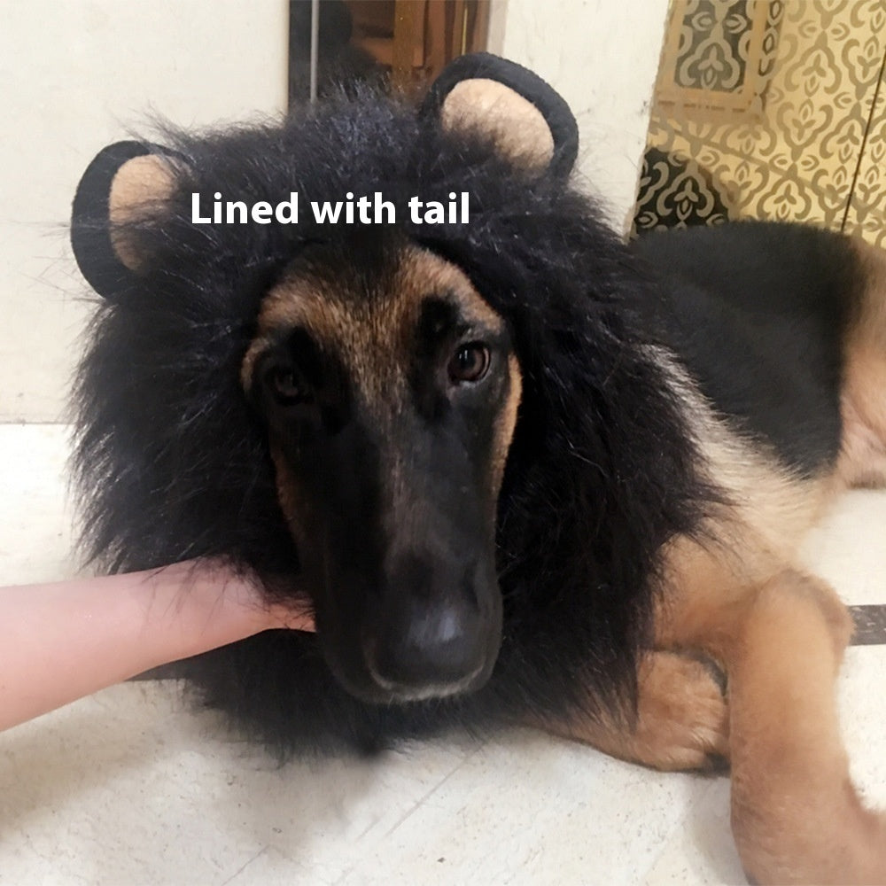 HKM-8519741 Light Brown and Red Brown Lion Head Cover for Dogs in Sizes S, M, L with Adjustable Neck Band