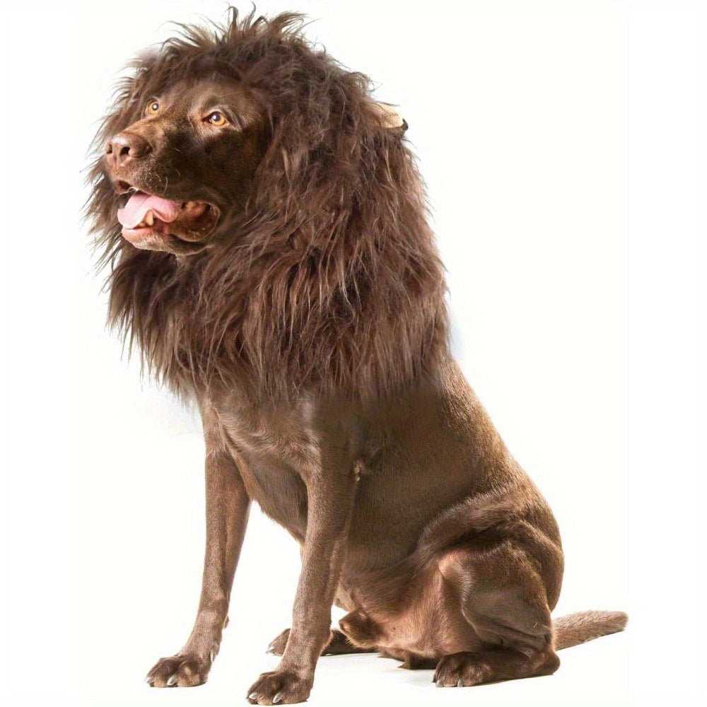 HKM-8519741 Light Brown and Red Brown Lion Head Cover for Dogs in Sizes S, M, L with Adjustable Neck Band
