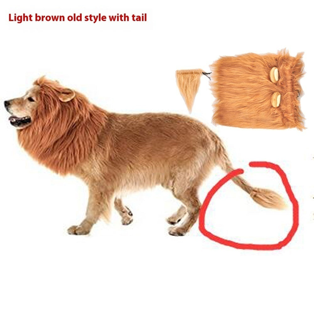 HKM-8519741 Light Brown and Red Brown Lion Head Cover for Dogs in Sizes S, M, L with Adjustable Neck Band