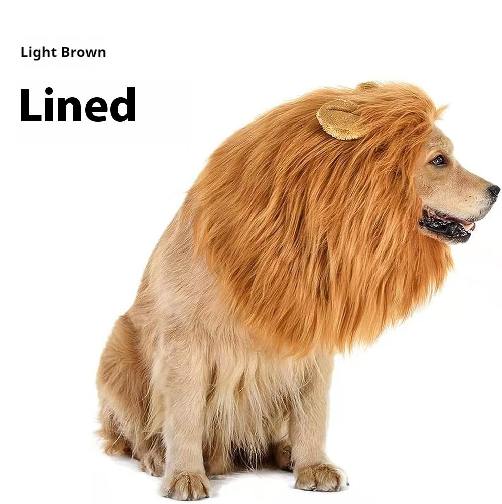 HKM-8519741 Light Brown and Red Brown Lion Head Cover for Dogs in Sizes S, M, L with Adjustable Neck Band