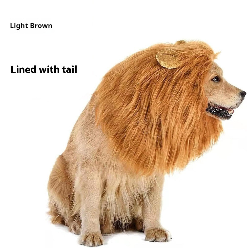HKM-8519741 Light Brown and Red Brown Lion Head Cover for Dogs in Sizes S, M, L with Adjustable Neck Band