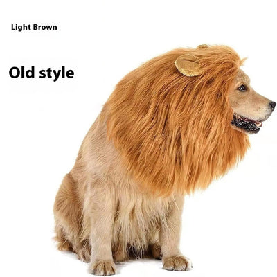 HKM-8519741 Light Brown and Red Brown Lion Head Cover for Dogs in Sizes S, M, L with Adjustable Neck Band