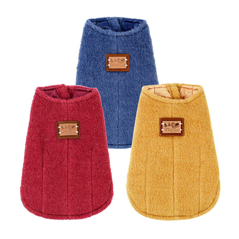 HKM-8519997 Cotton Cashmere Vest for Small Dogs in Yellow, Blue, and Red - Autumn/Winter Collection