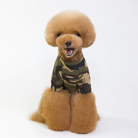 HKM-8521277 Camouflage Raglan T-Shirt for Pets - Soft Cotton Blend, Spring/Summer Wear