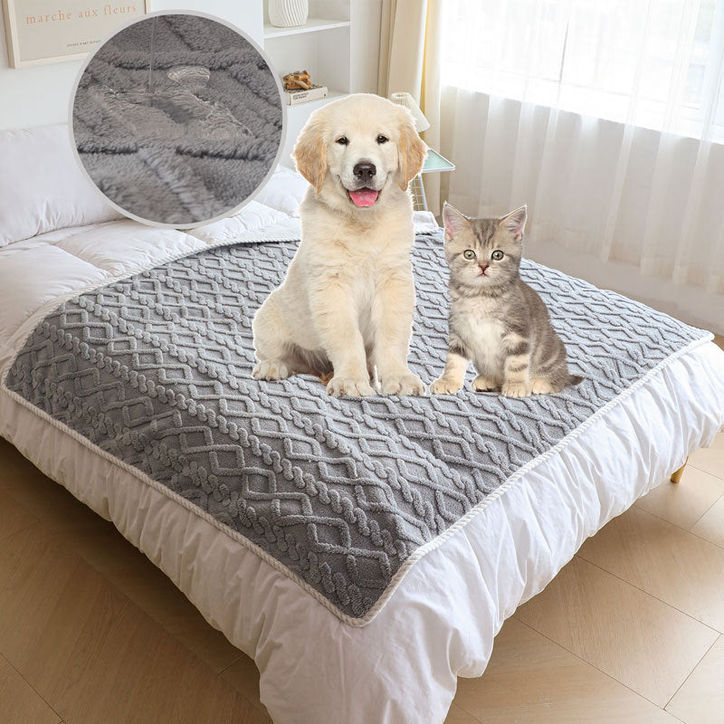 HKM-8521533 Thick Warm Waterproof Plush Blanket for Dogs and Cats - Soft Cozy Winter Throw, Machine Washable, Multiple Sizes Available