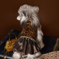 HKM-8522301 Autumn Leopard Print Dress for Dogs - Casual Polyester Skirt, Multiple Sizes Available