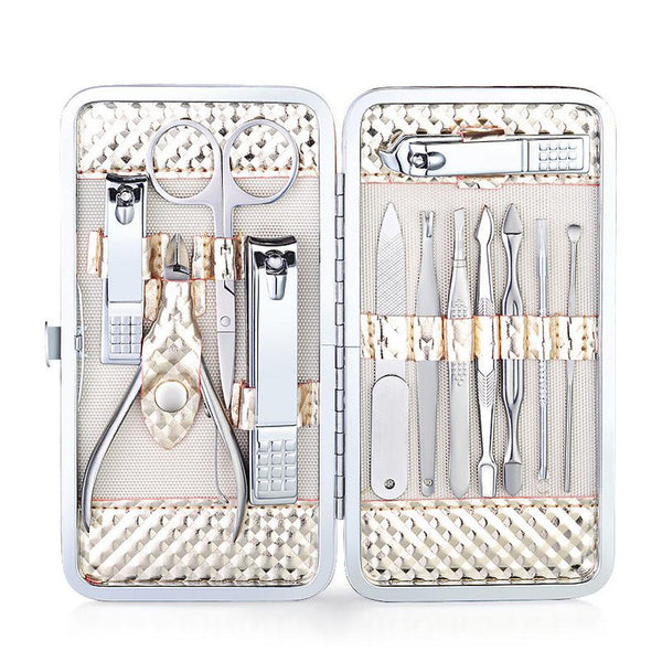 HKM-852243 12-Piece Stainless Steel Manicure Set for Beauty Care and Grooming