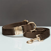 HKM-8522685 Durable Solid Color Dog Collar with Matching Leash - Multiple Color Options Available