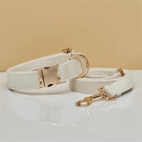 HKM-8522685 Durable Solid Color Dog Collar with Matching Leash - Multiple Color Options Available