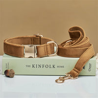HKM-8522685 Durable Solid Color Dog Collar with Matching Leash - Multiple Color Options Available