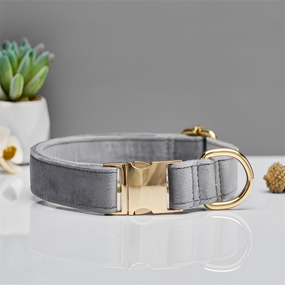 HKM-8522685 Durable Solid Color Dog Collar with Matching Leash - Multiple Color Options Available