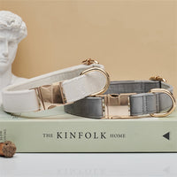 HKM-8522685 Durable Solid Color Dog Collar with Matching Leash - Multiple Color Options Available