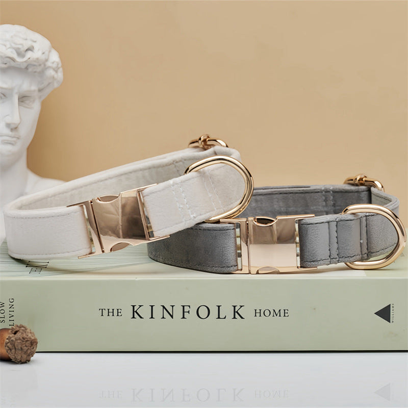 HKM-8522685 Durable Solid Color Dog Collar with Matching Leash - Multiple Color Options Available