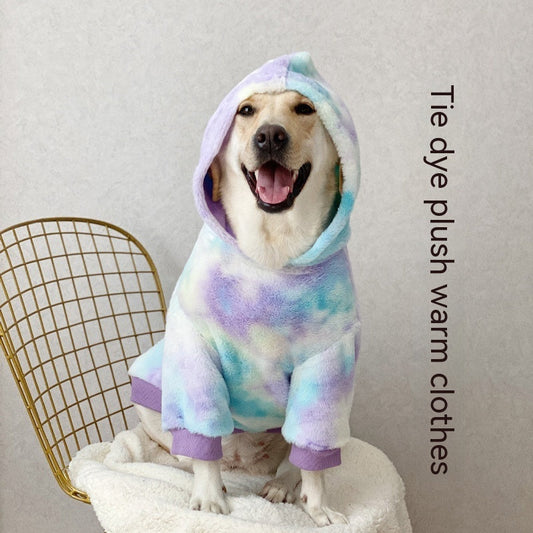 HKM-8523069 Tie Dyed Warm Hooded Hoodie for Large Dogs