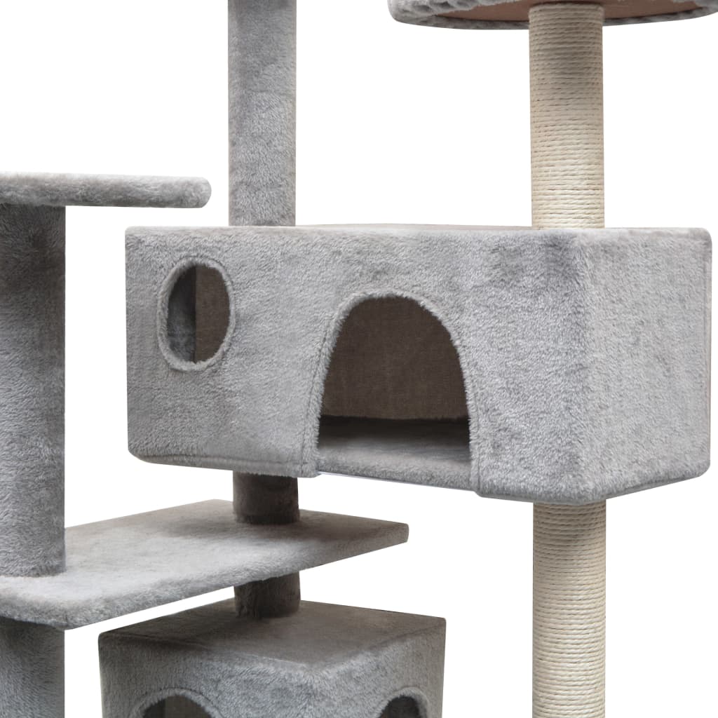 HKM-8523965 Sisal Cat Scratching Post with Cozy Hideaways and Plush Finish - 125 cm Tall