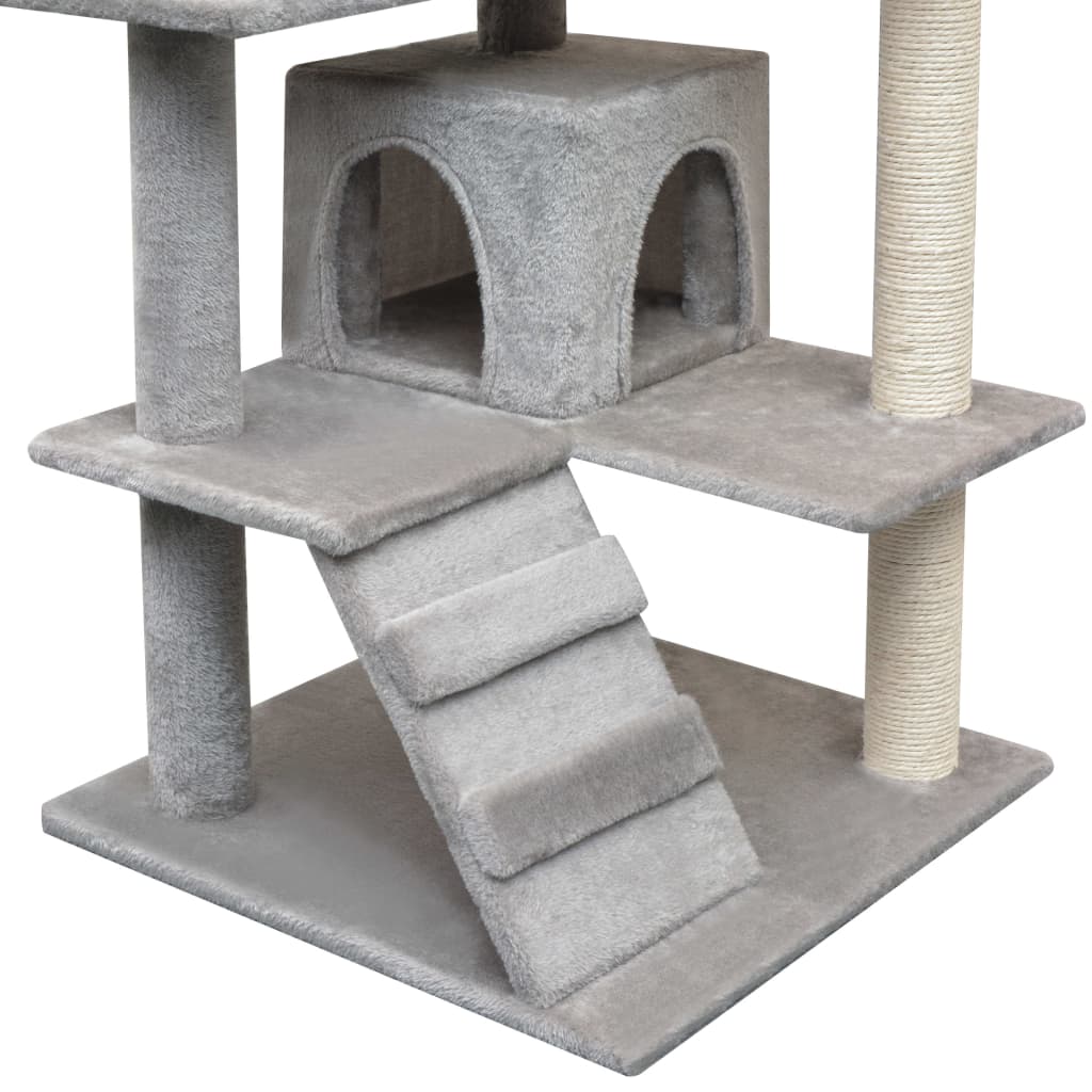HKM-8523965 Sisal Cat Scratching Post with Cozy Hideaways and Plush Finish - 125 cm Tall