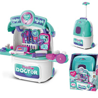 HKM-852435 Kids Pretend Play Doctor Toy Set with Luggage Trolley Case and Operating Table