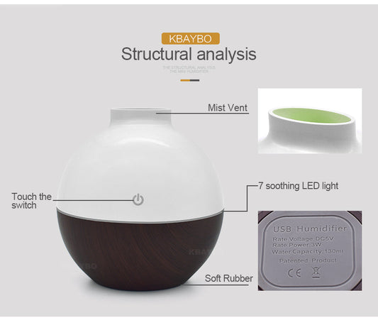 HKM-852435 Wood Grain Home Office Desk Humidifier with Silent Operation