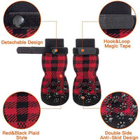 HKM-8527293 Cozy Red Cotton Dog Socks - Christmas Themed Pet Accessory (Set of 4)